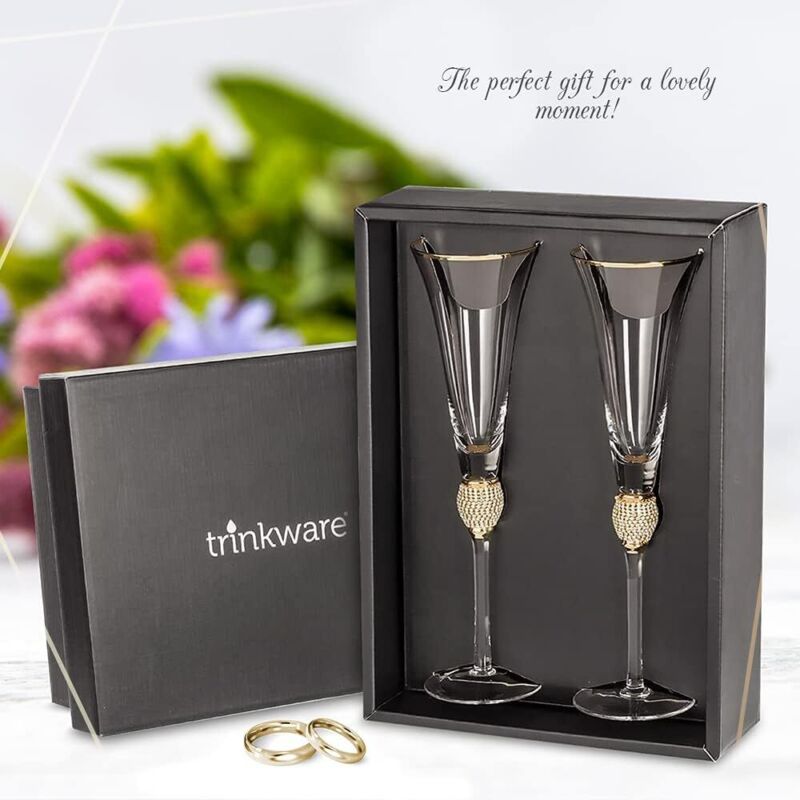 Wedding Champagne Flute Mr And Mrs Champagne Flute With Gold Rim Wedding Gift Fo Klikel Inc - фотография #7
