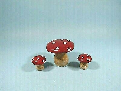 Miniature Mushroom Table and Stools Red Spotted Toad Stools Gnome Fairy Garden  Darice