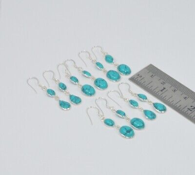 Wholesale 5Pr 925 Solid Sterling Silver Blue Turquoise Hook Earring Lot k435 Unbranded