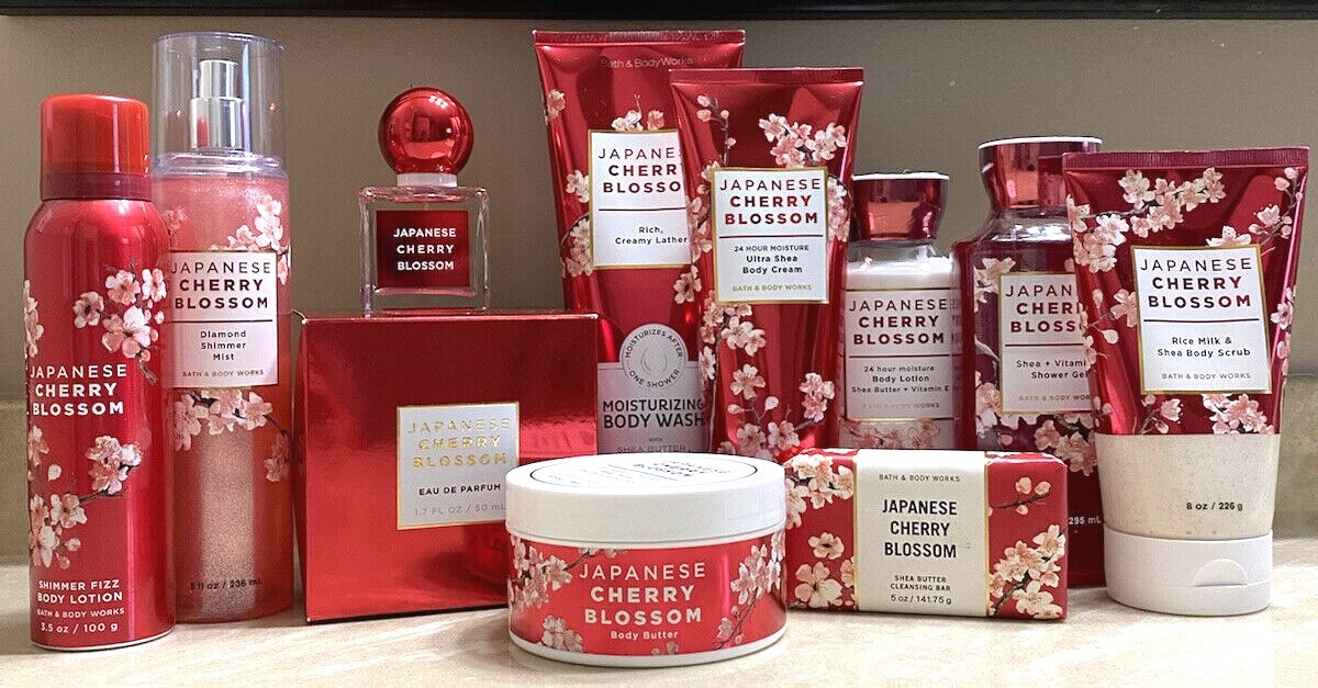 B&BW LOT OF 10 JAPANESE CHERRY BLOSSOM Perfume-Bar-Shimmer-Scrub-Creams-Wash Bath & Body Works - фотография #3