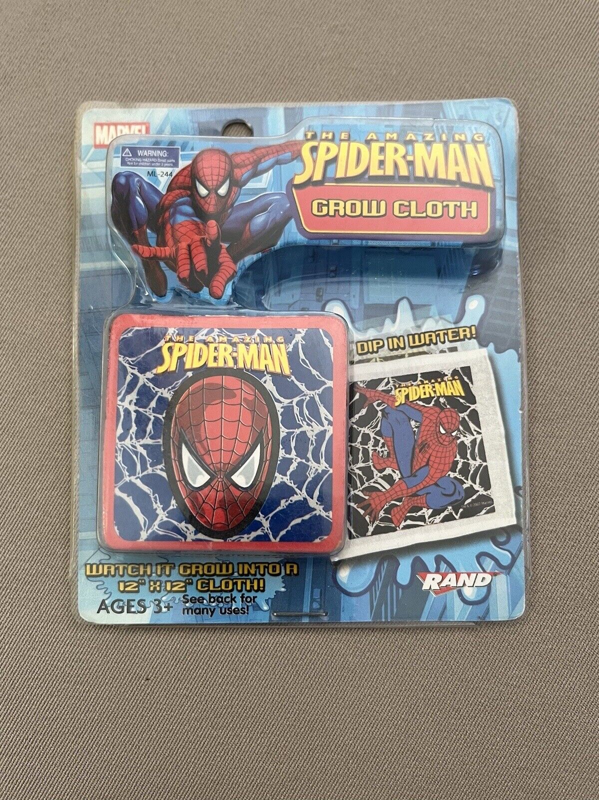 Marvel Spider-Man Grow Wash Cloth~Grows To 12” X 12”~For Ages 3+, New In Package Marvel Spider-Man