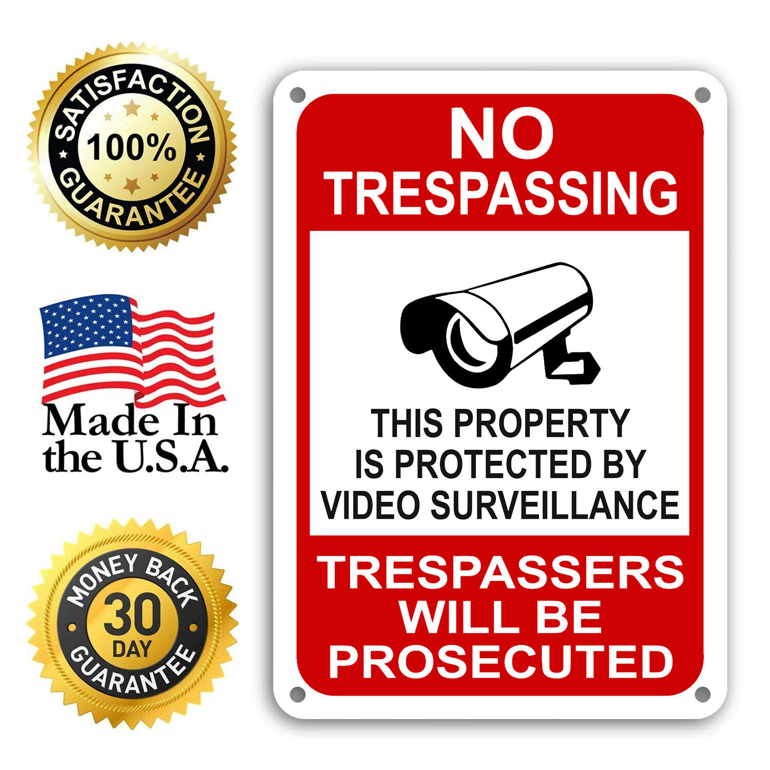 Property Protected By Video Surveillance Warning Security Camera Sign cctv 7x11" Mysignboards HS005 - фотография #6