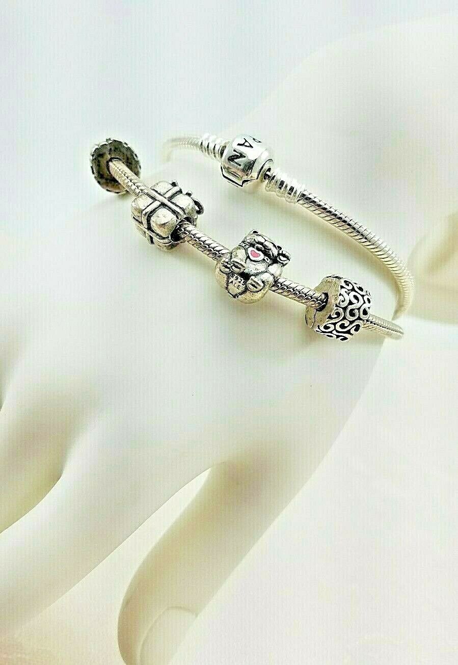 Lot of Two Vintage Sterling Pandora Charm Bracelets with 2 Charms and 2 Spacers  PANDORA - фотография #6