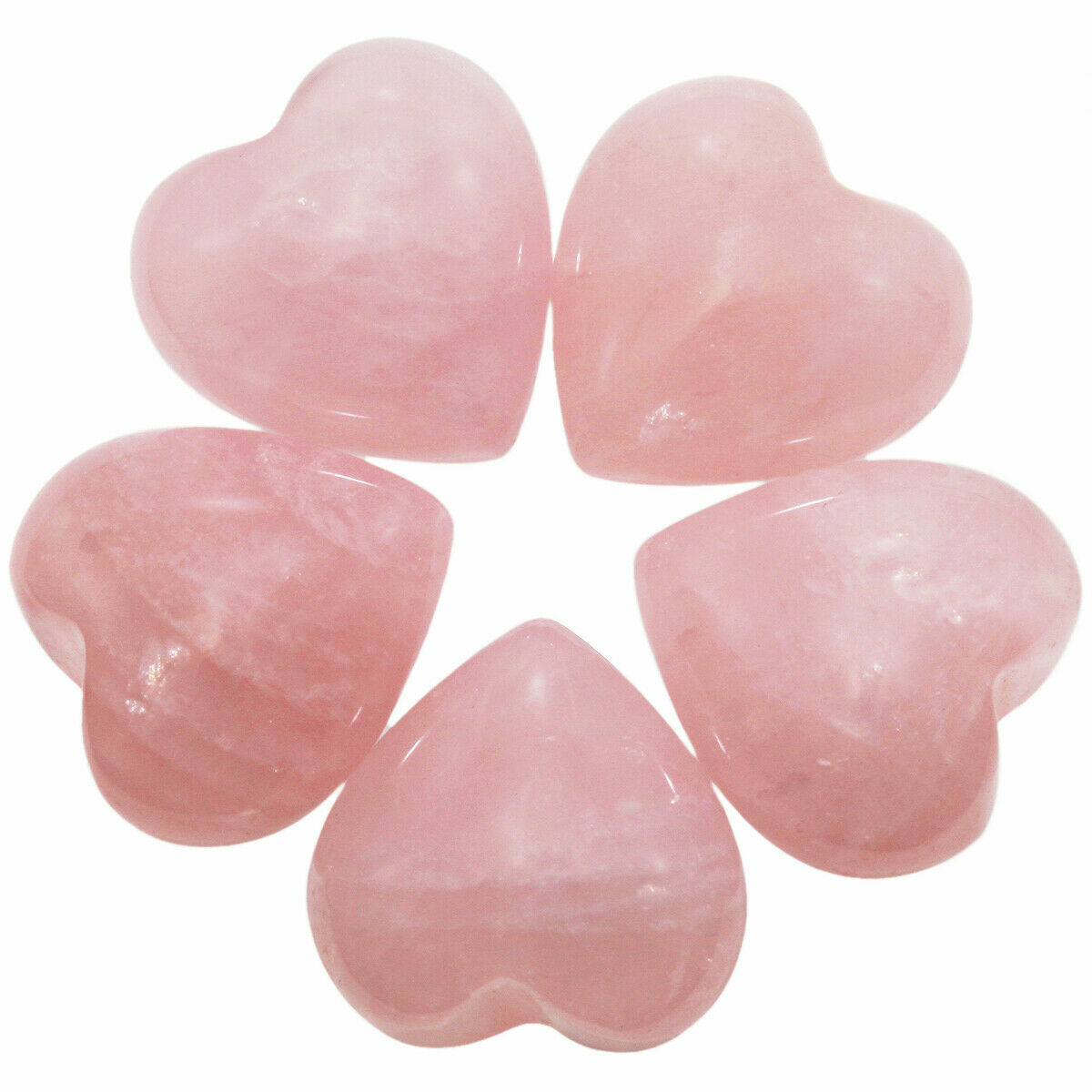 10Pcs Natural Rose Quartz Pocket Palm Worry Stones Puff Heart Healing Crystal Unbranded Does not apply - фотография #3
