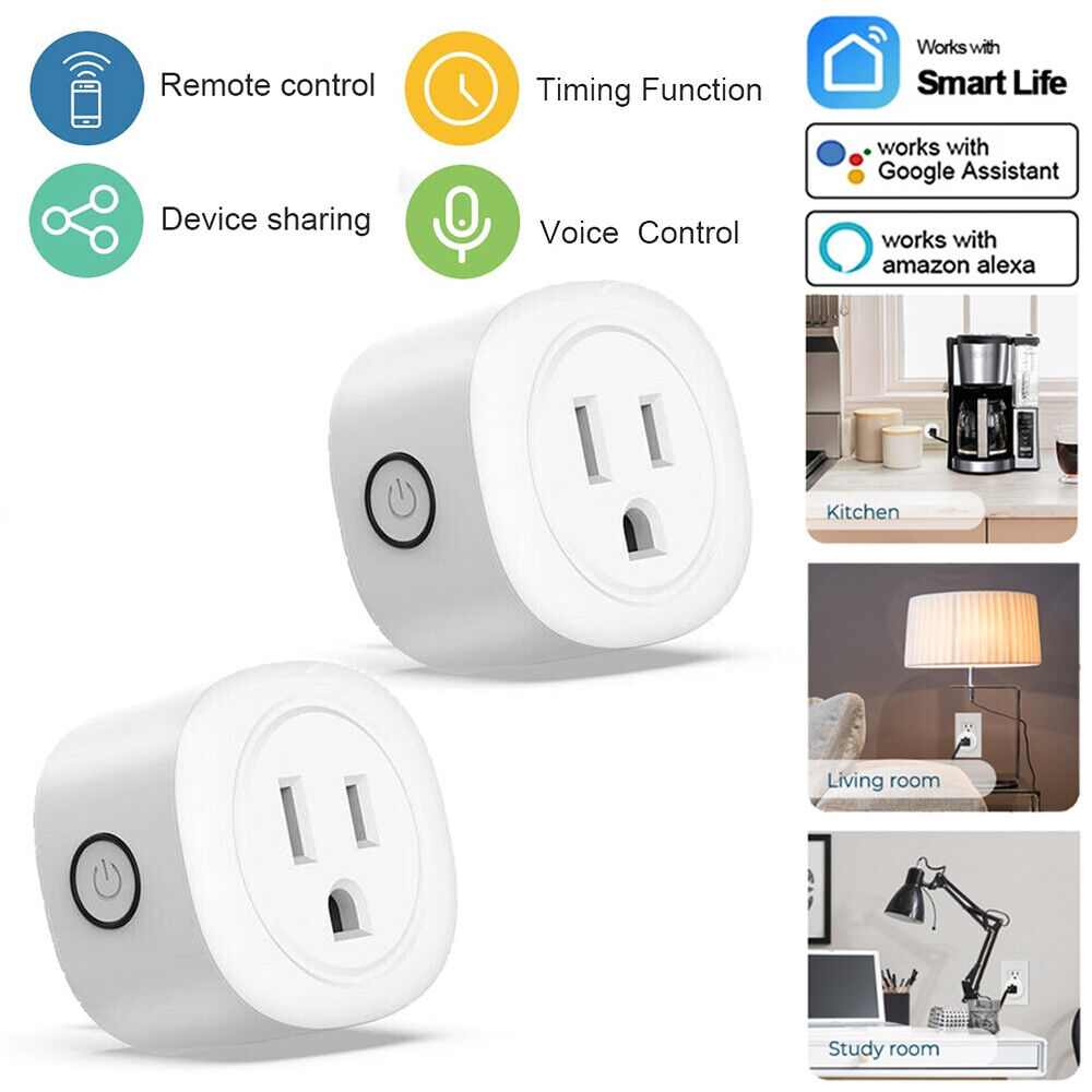 2 Pack Wifi Smart Outlet Plug Switch Remote Control Power Socket Alexa Google Kootion