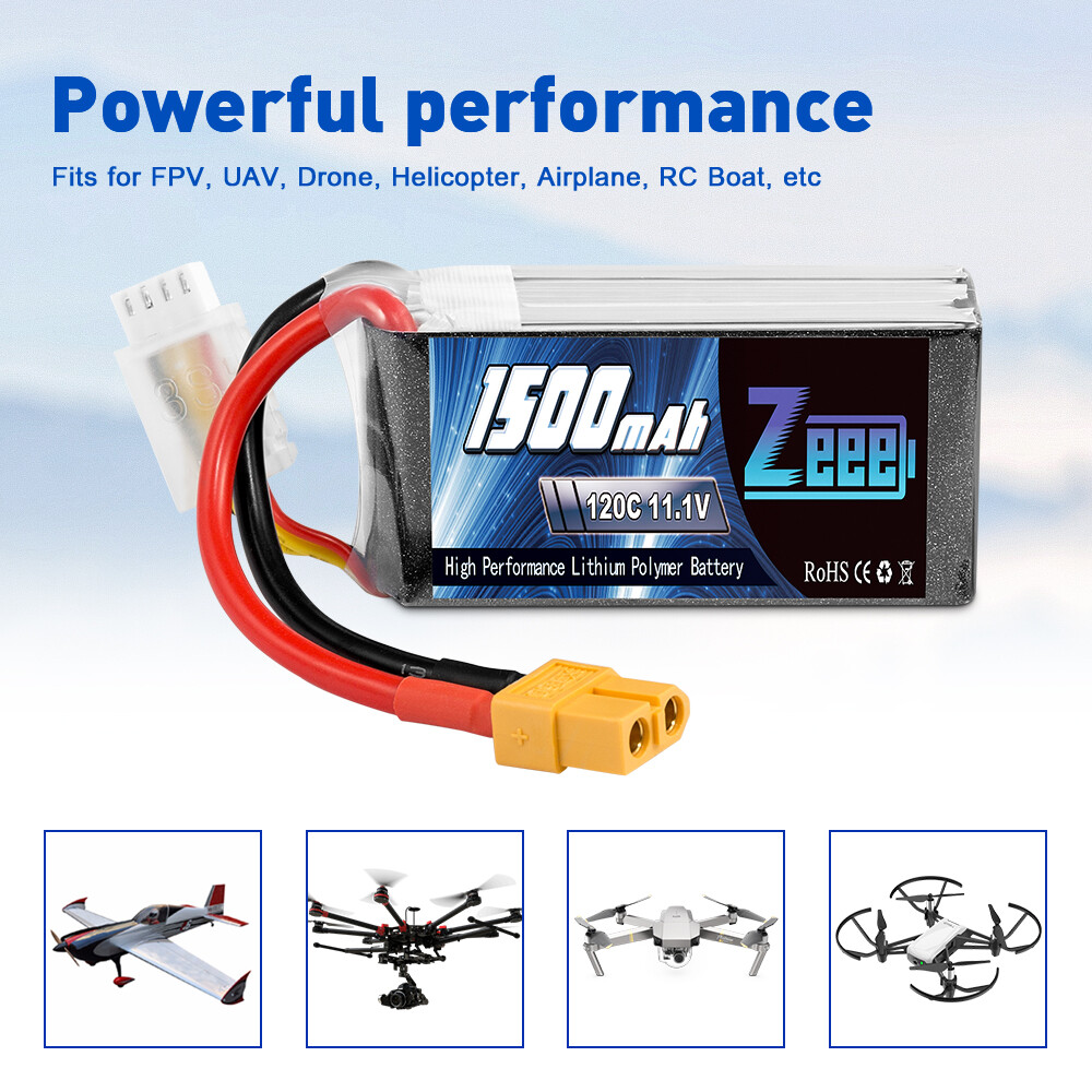 2PCS Zeee 1500mAh 120C 11.1V 3S Graphene LiPo Battery XT60 for RC FPV Quad Drone ZEEE Does Not Apply - фотография #5