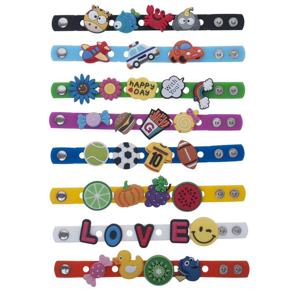 10 PCS Rubber Bracelets for Kids Adjustable Wristbands Shoe Charms Party Favors GOGO DD05171_KIDASSORTED-10PCS - фотография #8