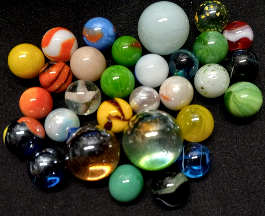 Vintage Marbles Lot Of 30 Mega Marbles Vacor .556"-.991" Mega Marble