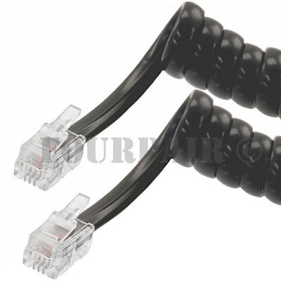 10ft Telephone Handset Receiver Cord Phone Curly Coil Cable 4P4C RJ22 - Black Unbranded/Generic 106284BK