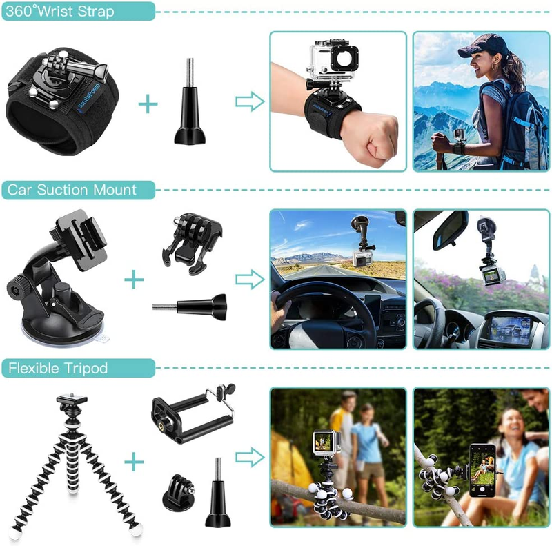 Essentials Accessories Kit for Hero 5/4/3/2/1 Session Hero LCD 18-In-1 Black SmilePowo - фотография #4