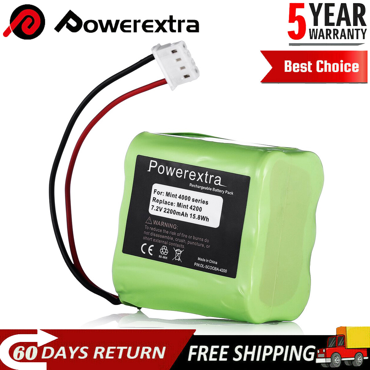 7.2V Battery for iRobot Braava 320 321 & Mint 4200 4205 Cleaner Robot 4408927 US Powerextra Does Not Apply