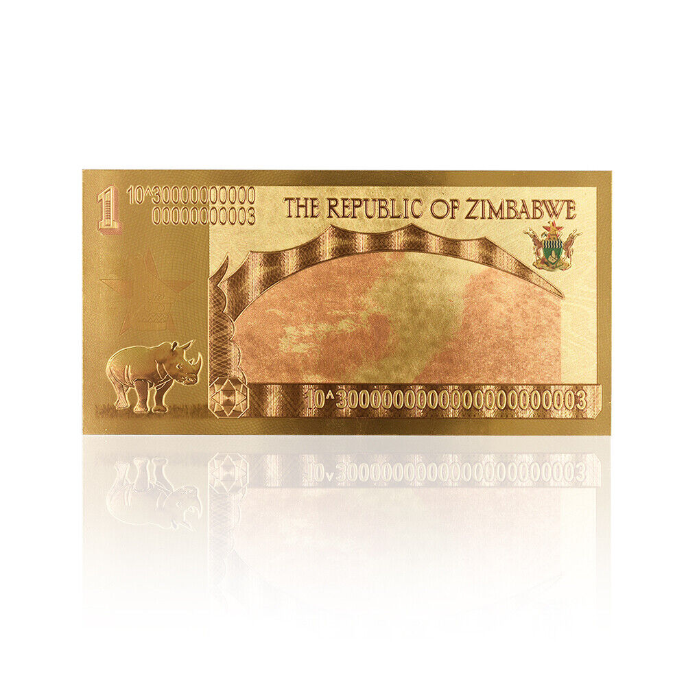 10per Zimbabwe One Zettalilion Dollars Gold Foil Paper Money Crafts Collection Без бренда - фотография #4