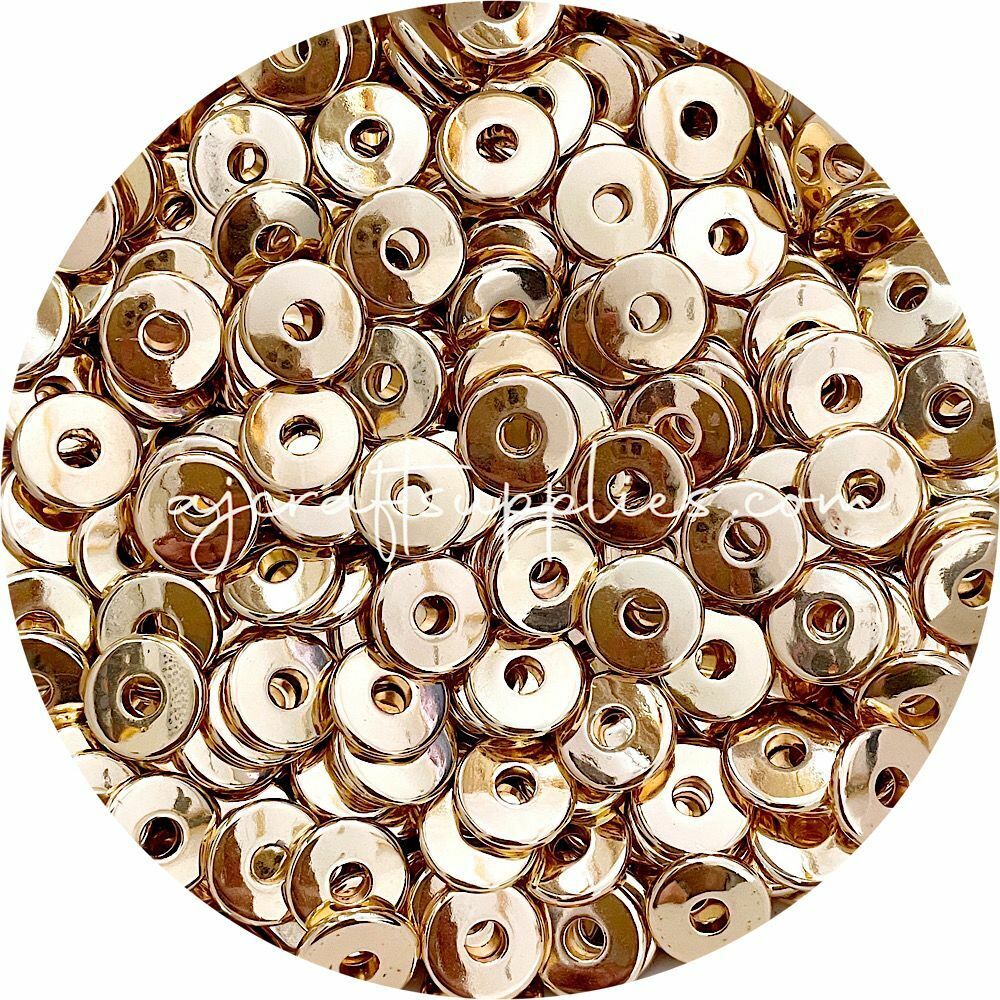 5x 15mm flat coin acrylic beads GOLD large hole coin discs craft kit diy light AJ Craft Supplies
