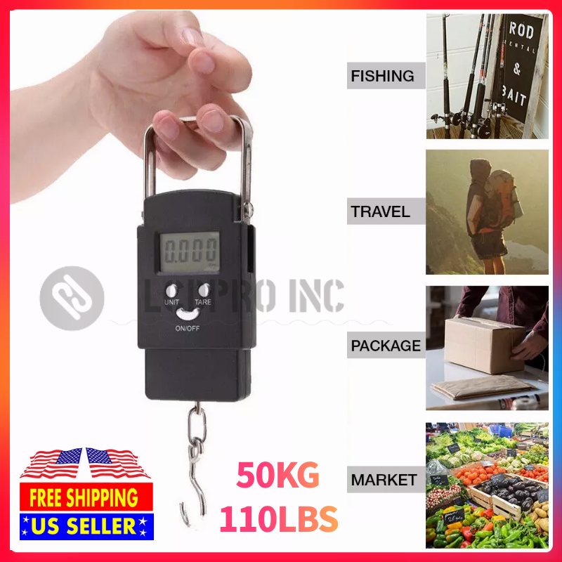 Portable FISH Scale Travel LCD Digital Hanging Luggage Electronic 110lb / 50kg Unbranded