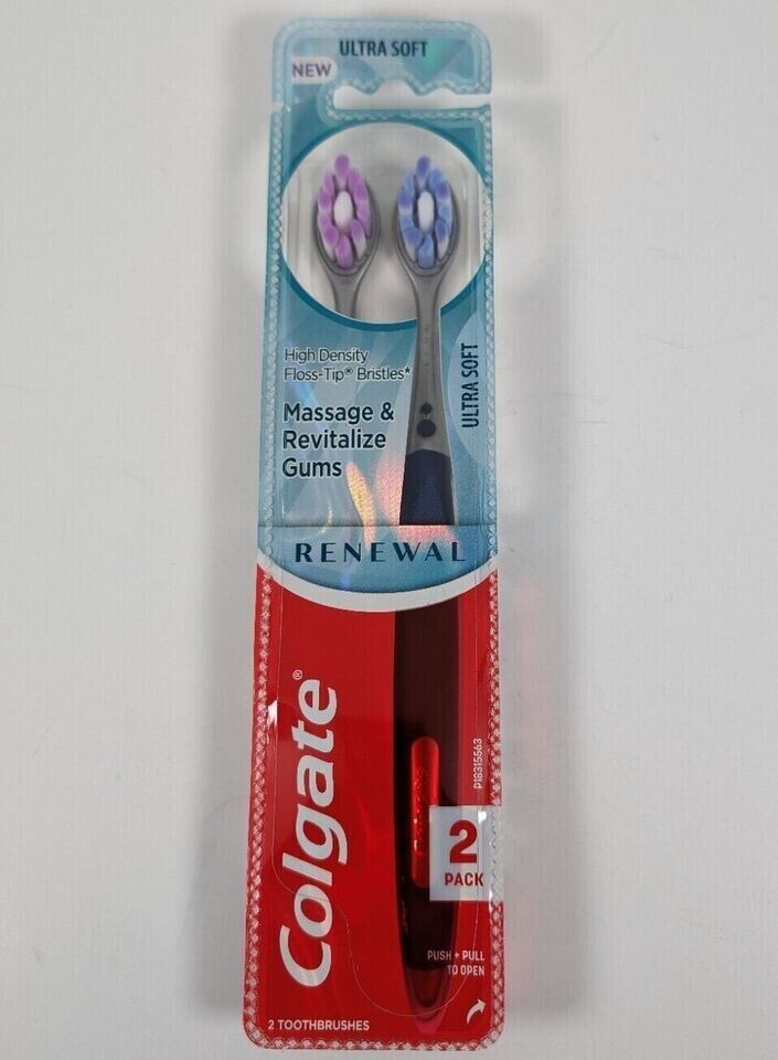 Colgate Renewal Ultra Soft Toothbrush 2 Pack High Density Floss Tip Bristles NEW Colgate Colgate Renewal Ultra Soft Toothbrush 2 Pack High - фотография #2