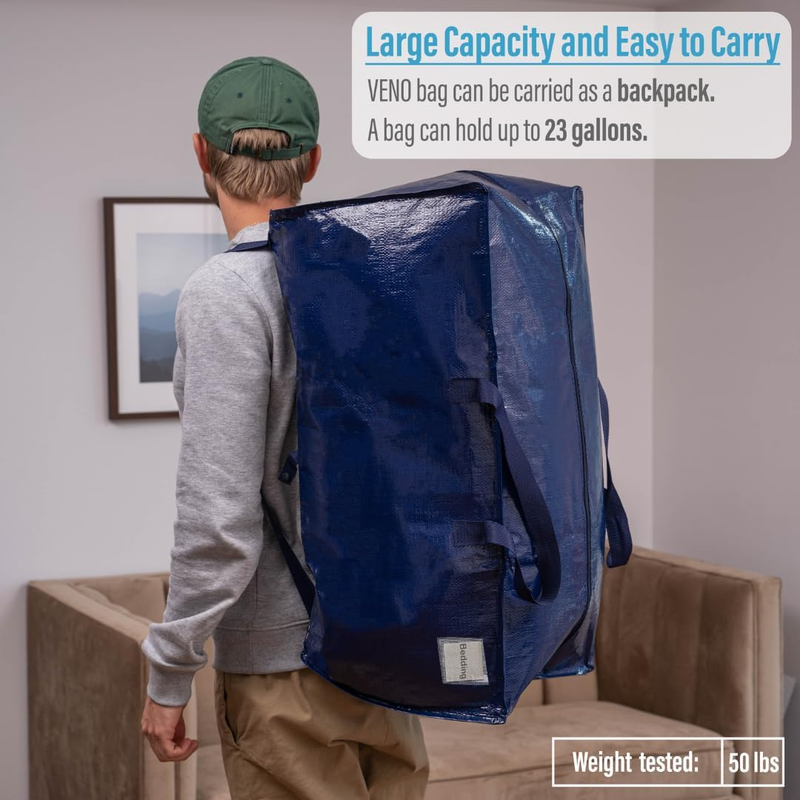 6 Pack Heavy Duty Extra Large Moving Bags W/Backpack Straps Strong Handles & Zip Does not apply - фотография #8