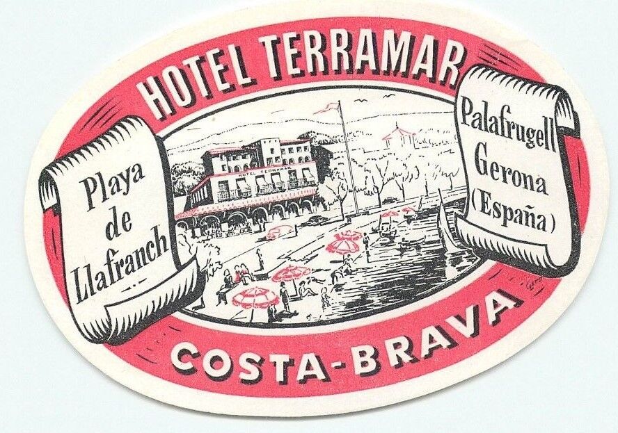 COSTA BRAVA SPAIN HOTEL TERRAMAR VINTAGE ART DECO LUGGAGE LABEL Без бренда