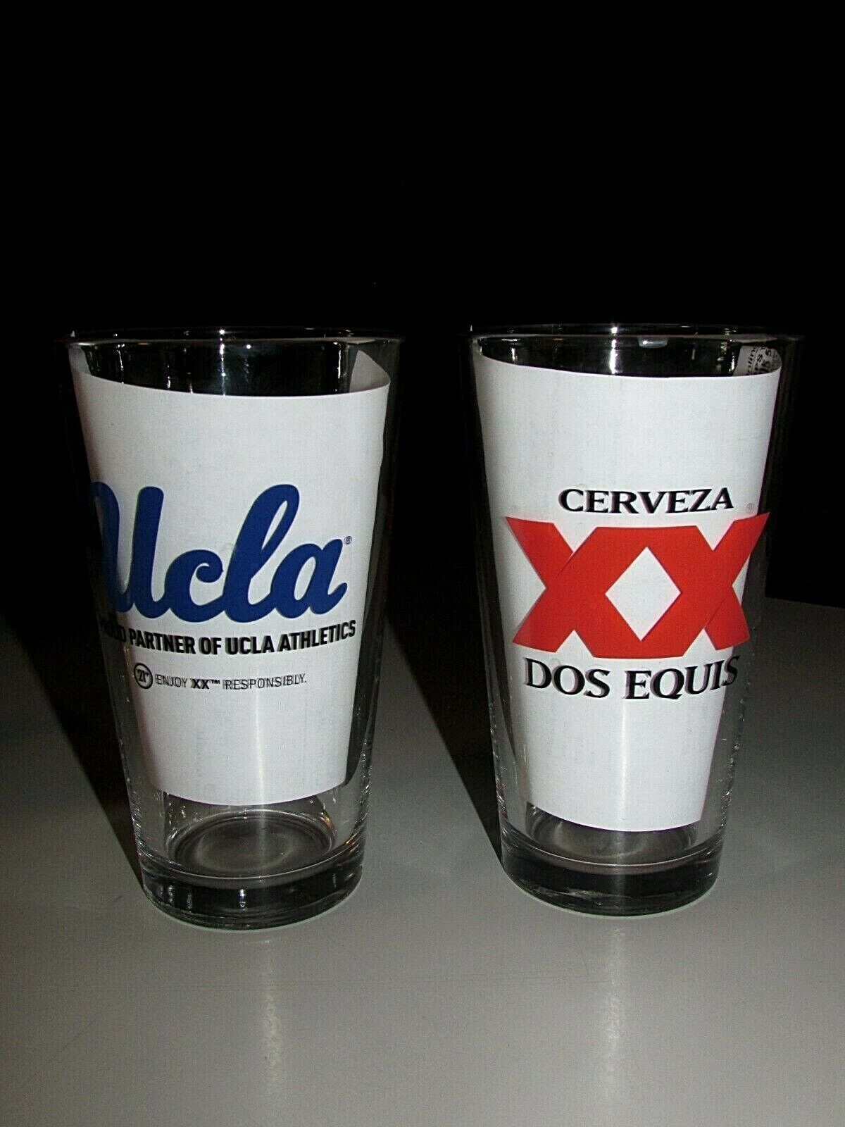 (4) NEW Dos Equis XX UCLA Bruins College Beer Pint Glass Man Cave Bar lot No Tap Без бренда - фотография #2