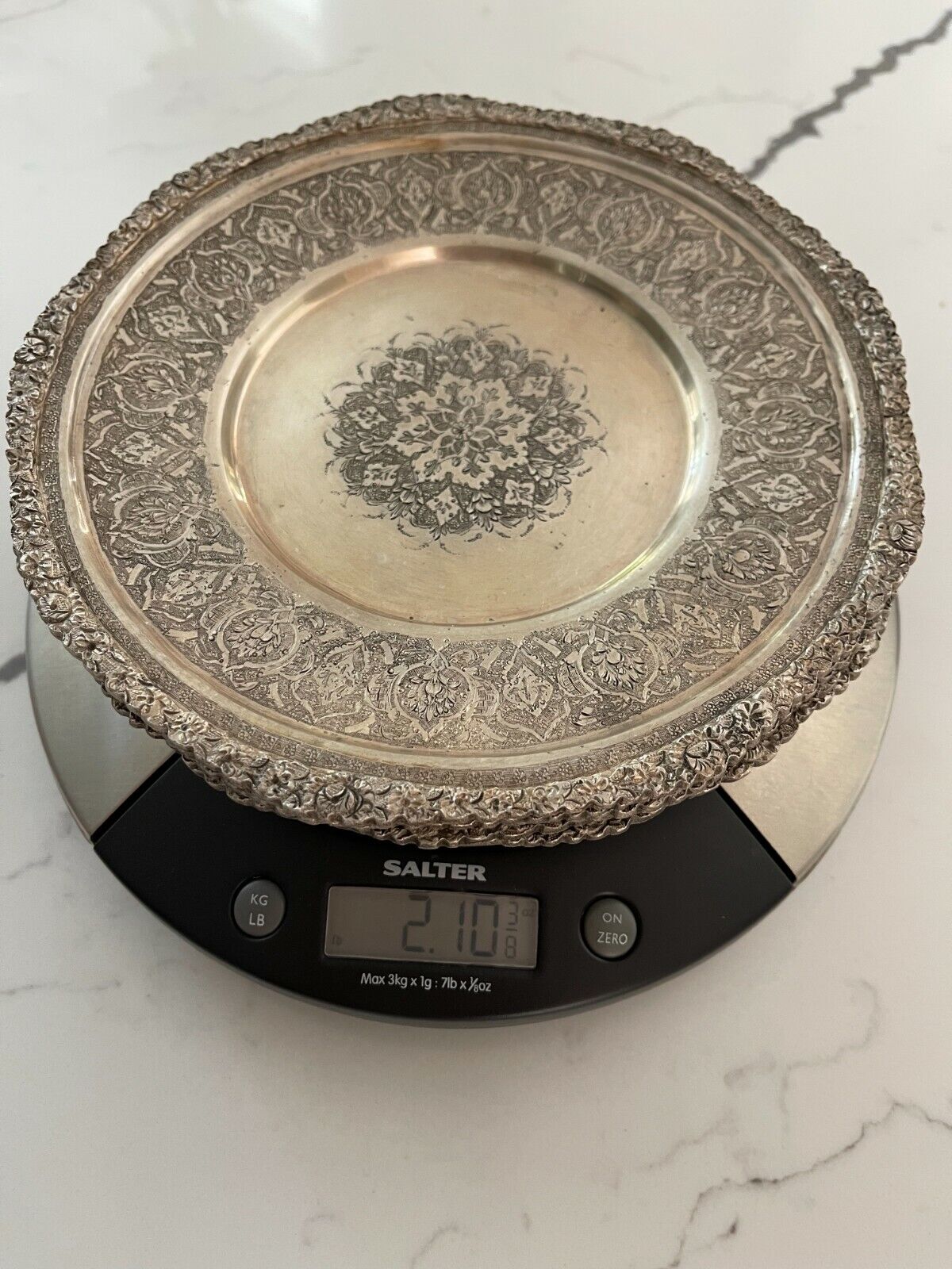 6 Plate Set AUTHENTIC Antique 84 Silver Persian Islamic middle eastern Art  Без бренда - фотография #8