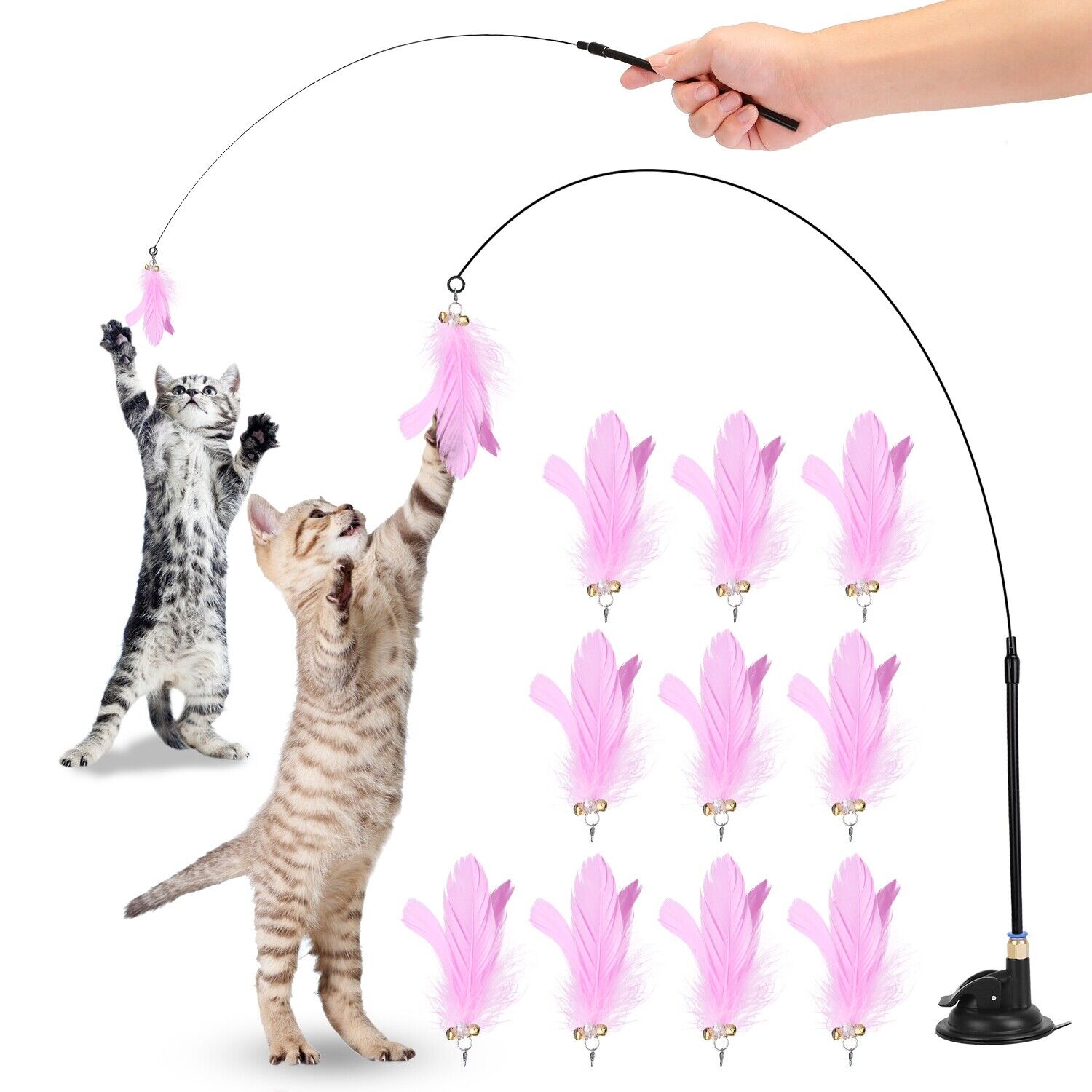 Pet Cat Toys Feather Wand Rod Pet Kitty Bell Play Teaser Interactive Toy + Bell Unbranded Does not apply - фотография #12