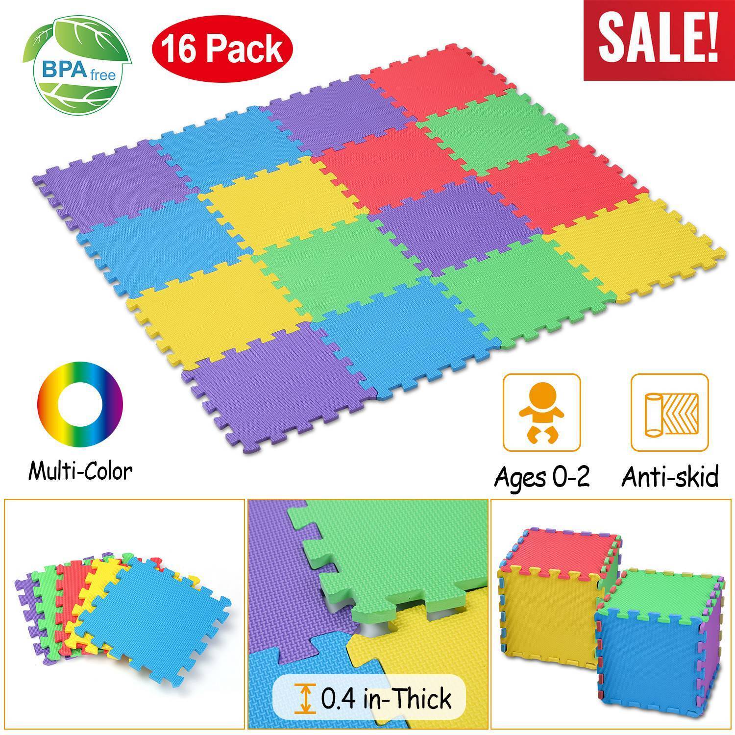 16PCS Play Mat Soft Foam Non-Toxic Exercise Puzzle Baby Children Kids Floor Rug iMounTEK Does Not Apply