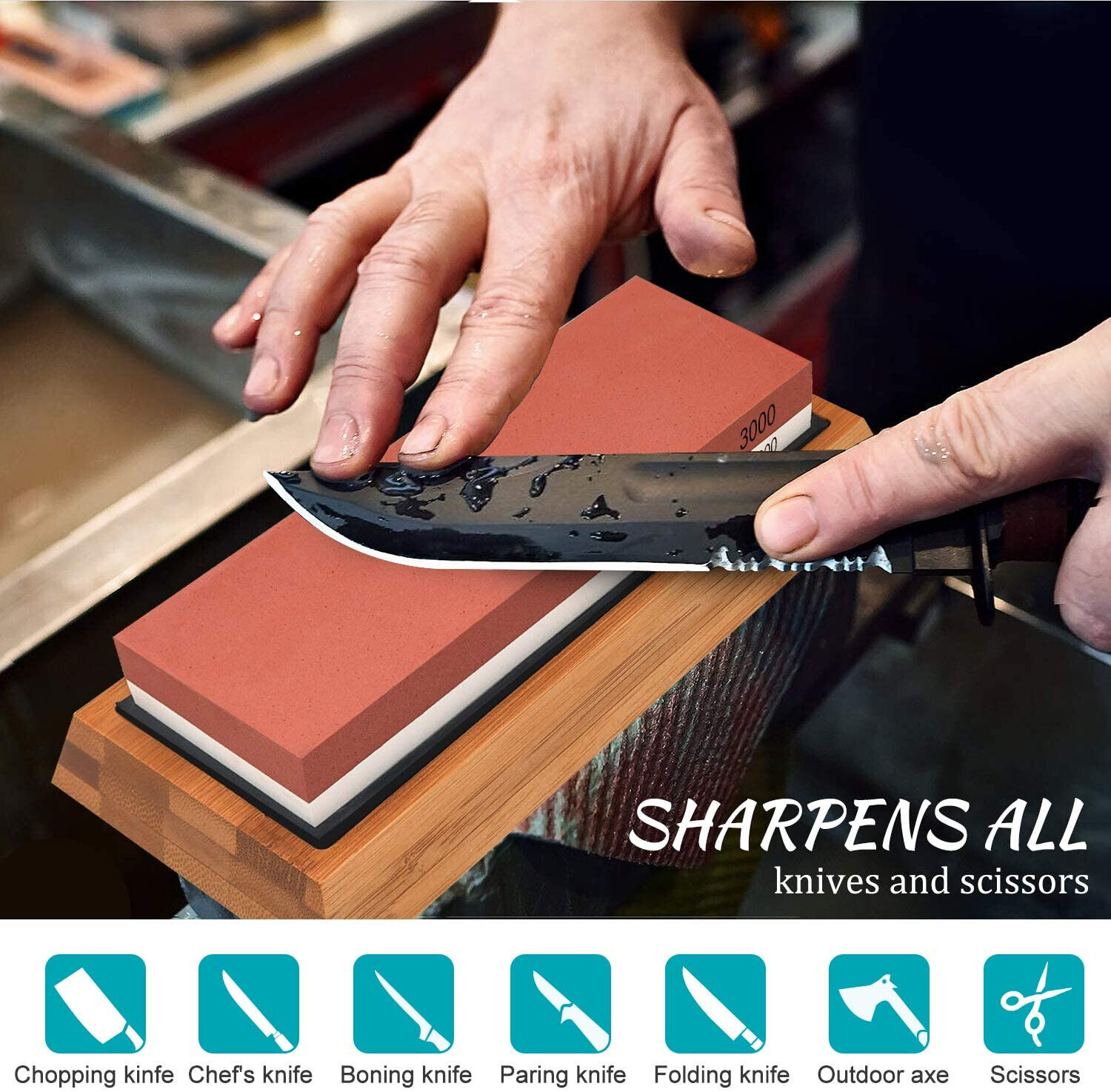 Whetstone Sharpening Stone Set Knife Sharpener 400/1000 3000/8000 Grit w/ Holder Satc Does Not Apply - фотография #4