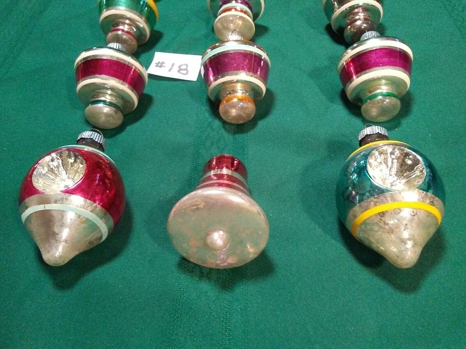 Lot of 12 Vtg Glass Double Indent Lantern Atomic Christmas Ornaments Shiny Brite Shiny Brite - фотография #3