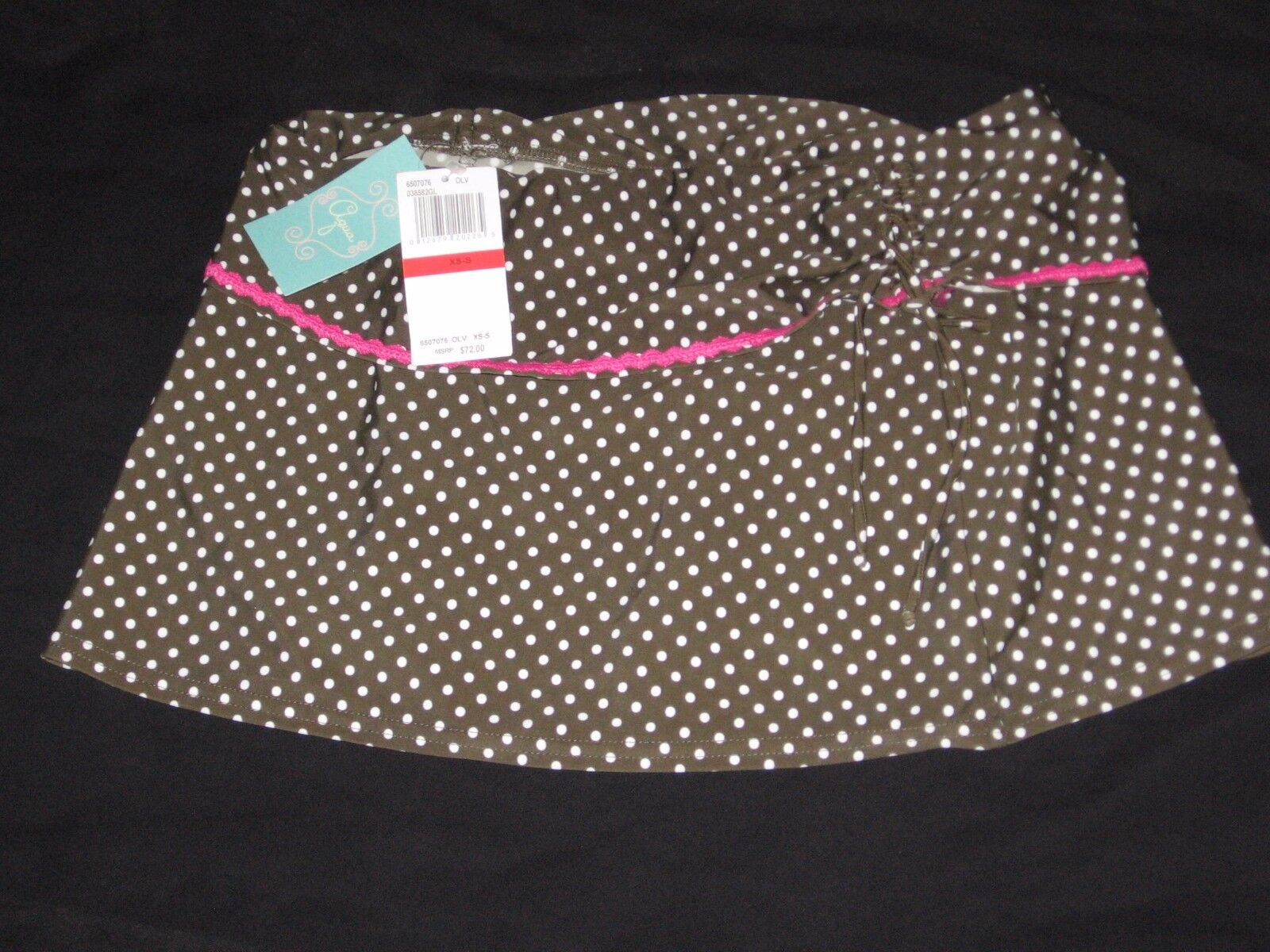 Swim Skirt Olive Green W/ White Polka Dots.Size :XS-S AQUA - фотография #3