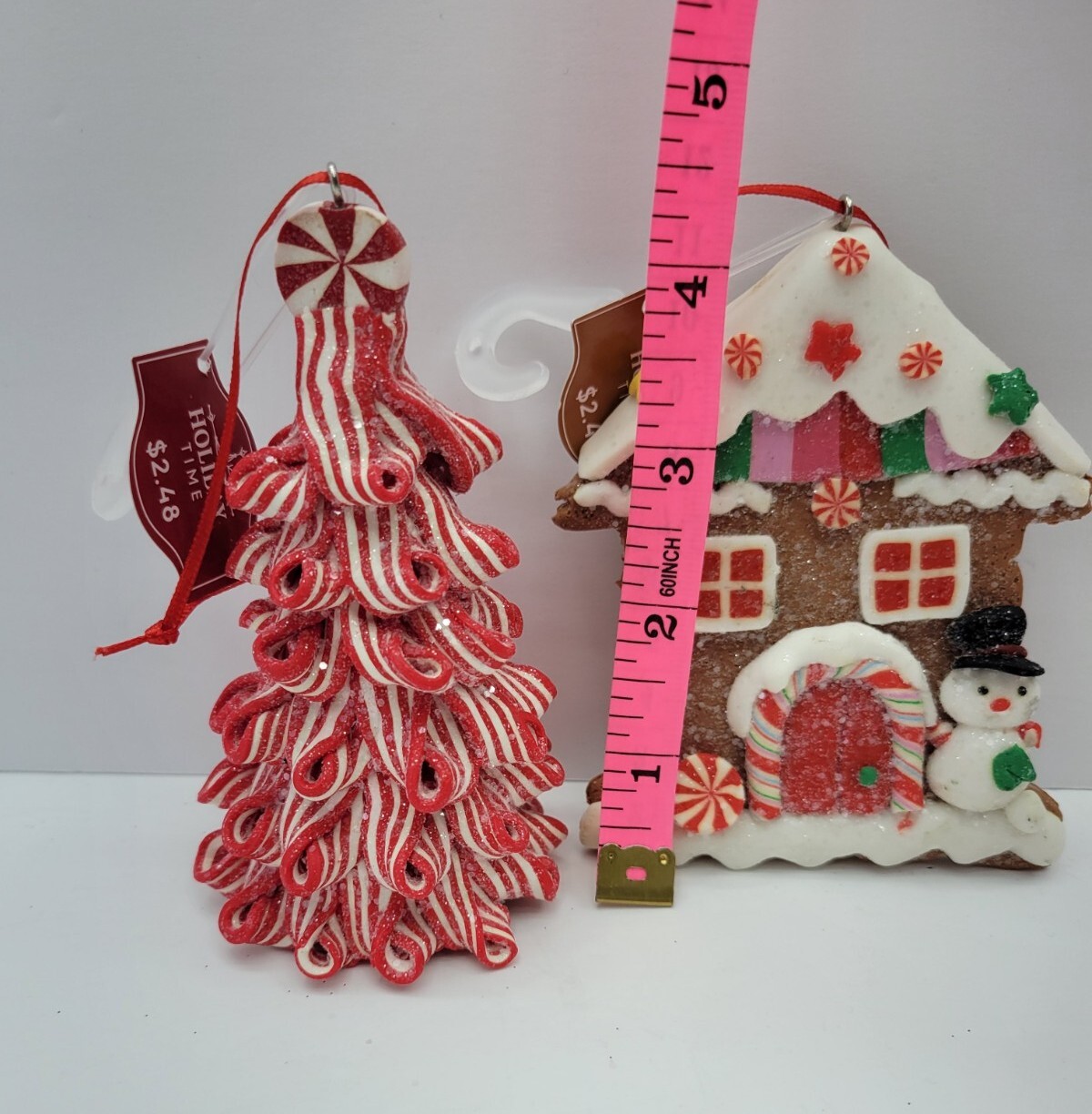 Holiday Time Gingerbread House And Peppermint Tree Ornament Set Holiday Time - фотография #6