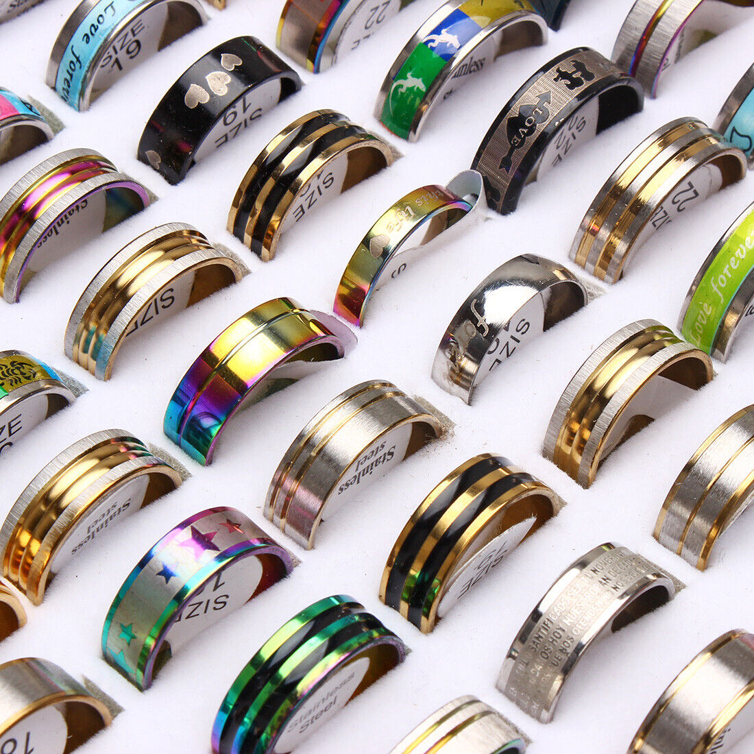 New 200pcs Stainless Steel rings Wholesale Men Women Fashion Jewelry 17-22 Unbranded - фотография #4