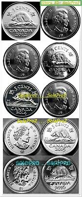 5x CANADA 2012 2013 2014 2015 2016 CANADIAN NICKEL BEAVER QUEEN 5 CENT COIN LOT Без бренда