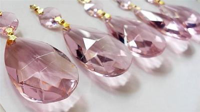 5 Pink 50mm Teardrop Chandelier Crystals Prisms Weddings Suncatchers Без бренда