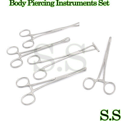 5 Pieces Body Piercing Instruments kit Tools Penington Forceps DS-1116 S.S Does Not Apply - фотография #2