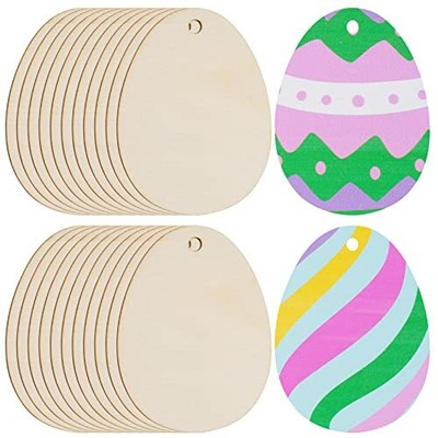  50 Pieces Wooden Cutout Easter Egg Ornaments Egg Wood DIY Crafts 3 inch Does not apply Does Not Apply - фотография #2