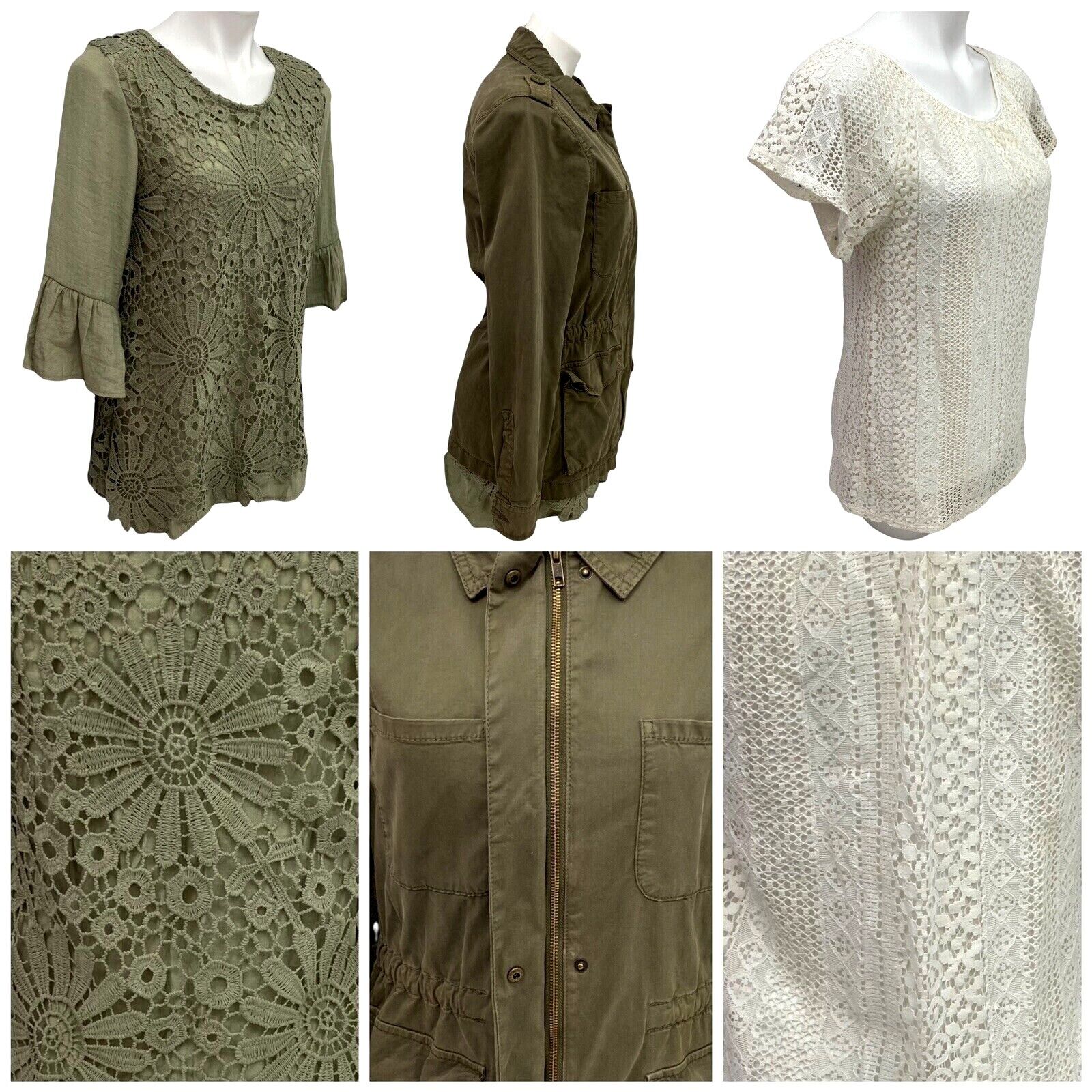 Lot of 3 Womens Top Anorak Jacket by Hinge Size Small Casual Lace Green Pullover hinge
