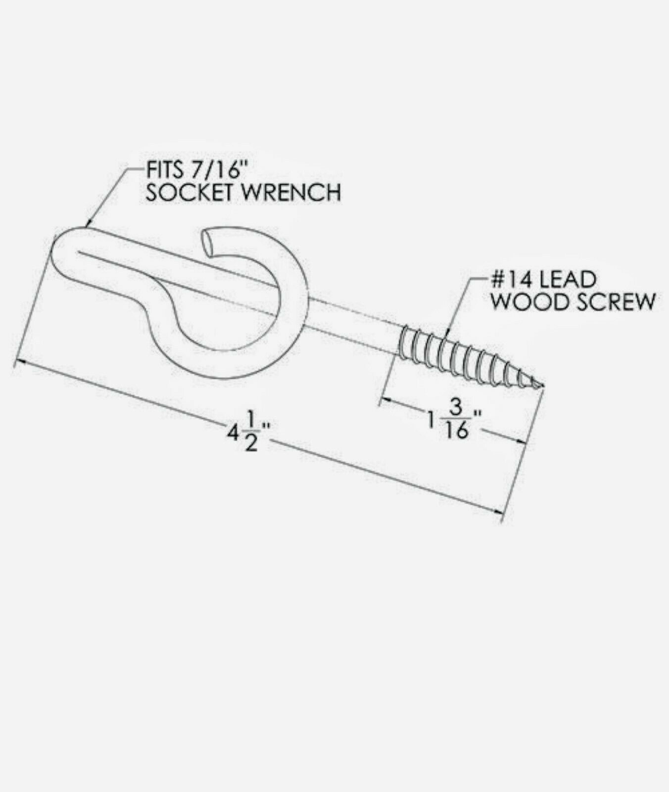 SET OF 44 Wrenchable P House Hook For Cable 4-1/2" Galvanized Pro Grade P Hook PPC , Diamond, TNB 31-00809 - фотография #2