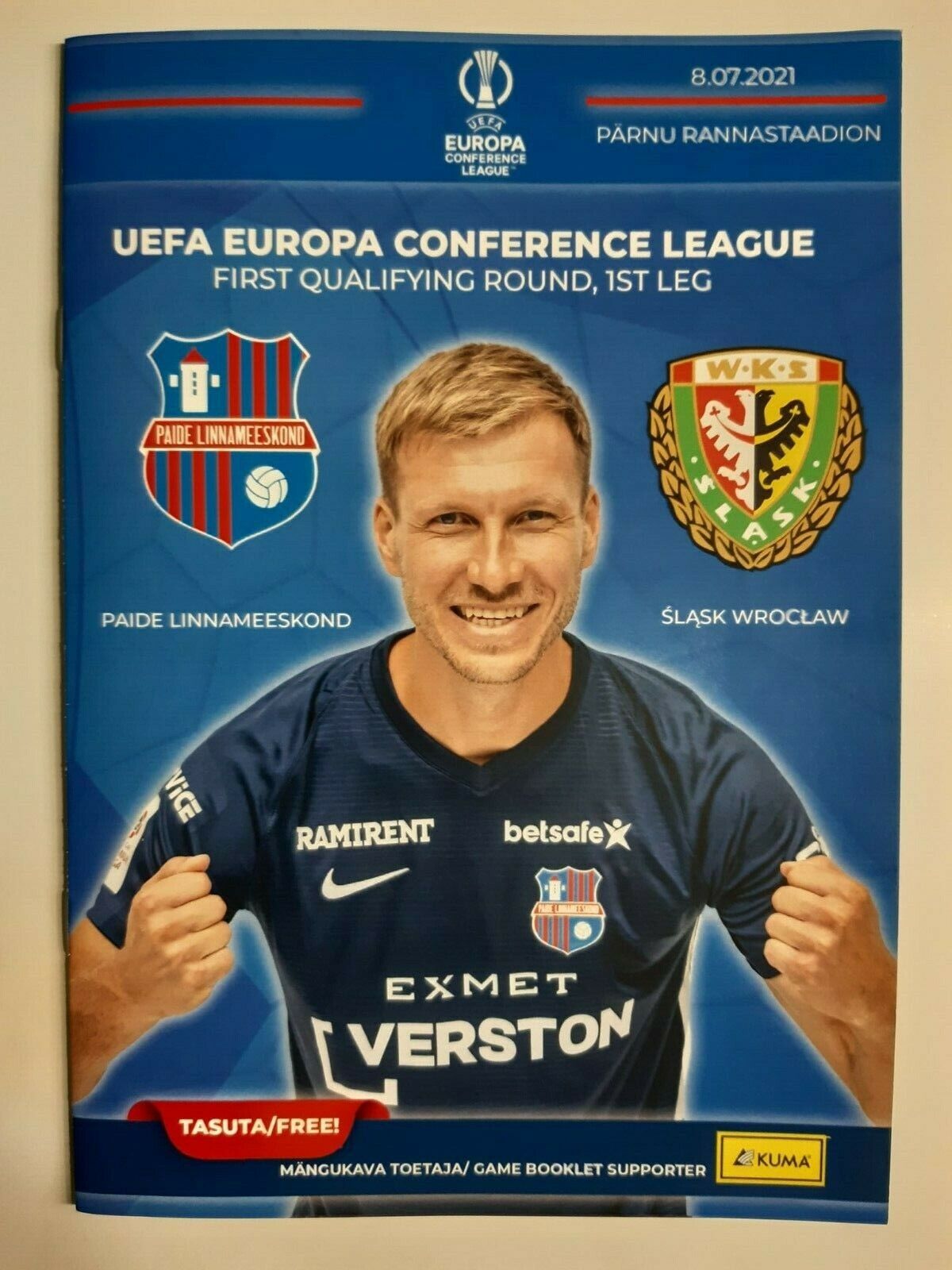 Programme + staff ticket Conference League 2021 Paide LM - Slask Wroclaw Poland Без бренда