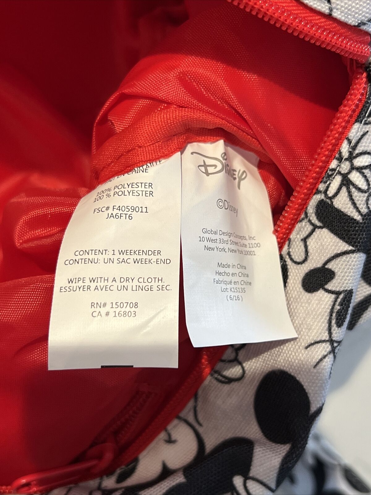 Disney Grey Mickey & Minnie Weekender Duffel Bag Global Design Concepts Inc - фотография #10