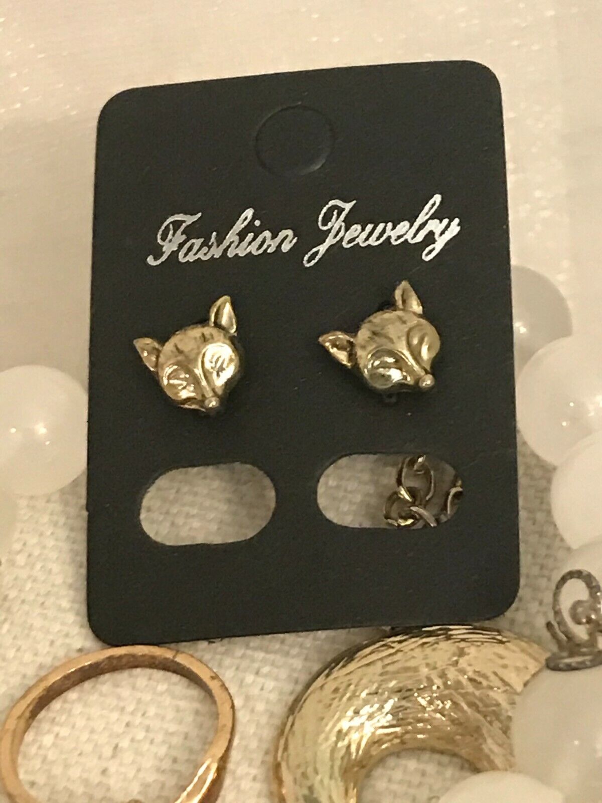 Vintage Fox Jewelry Bracelet Necklace Ring Earrings Collection Animal Foxy Unbranded - фотография #3