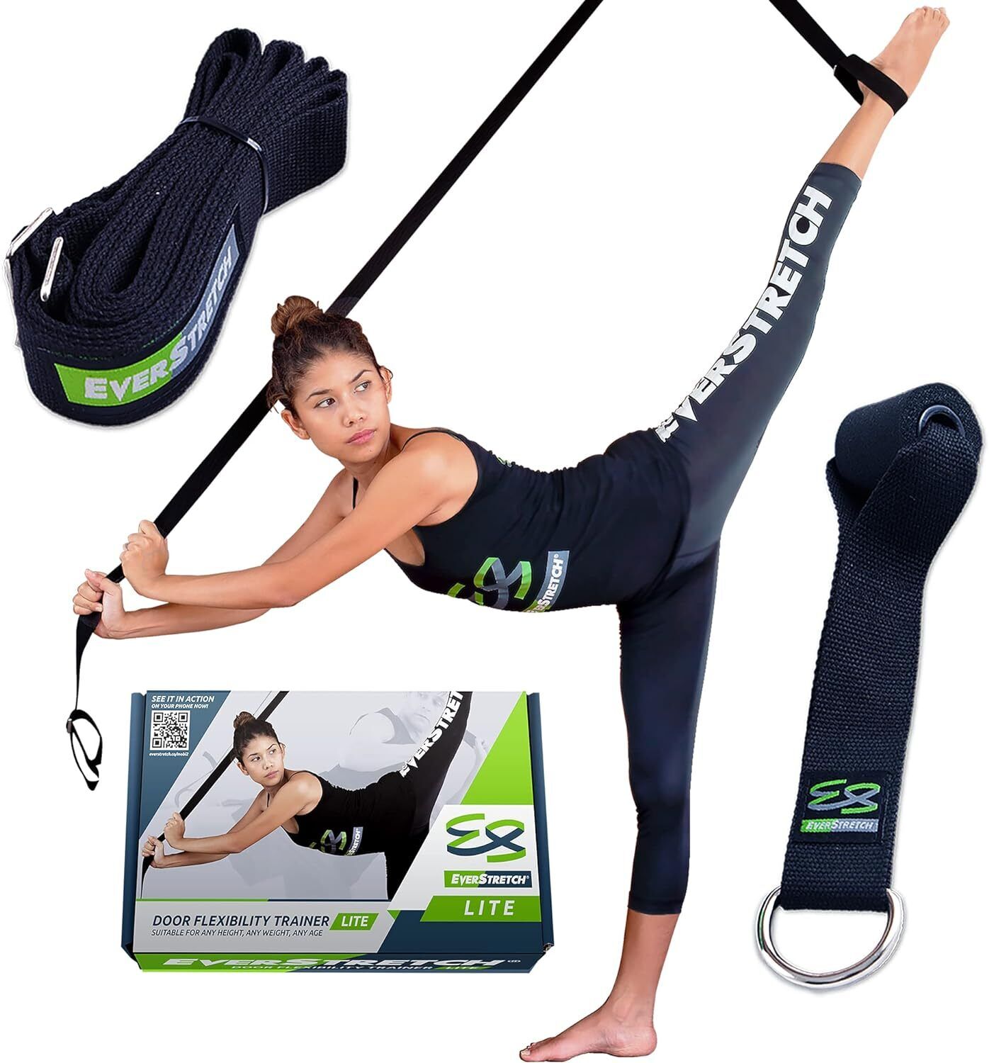 EverStretch Leg Stretcher LITE: Get Flexible with Over The Door Black  EverStretch Does not apply