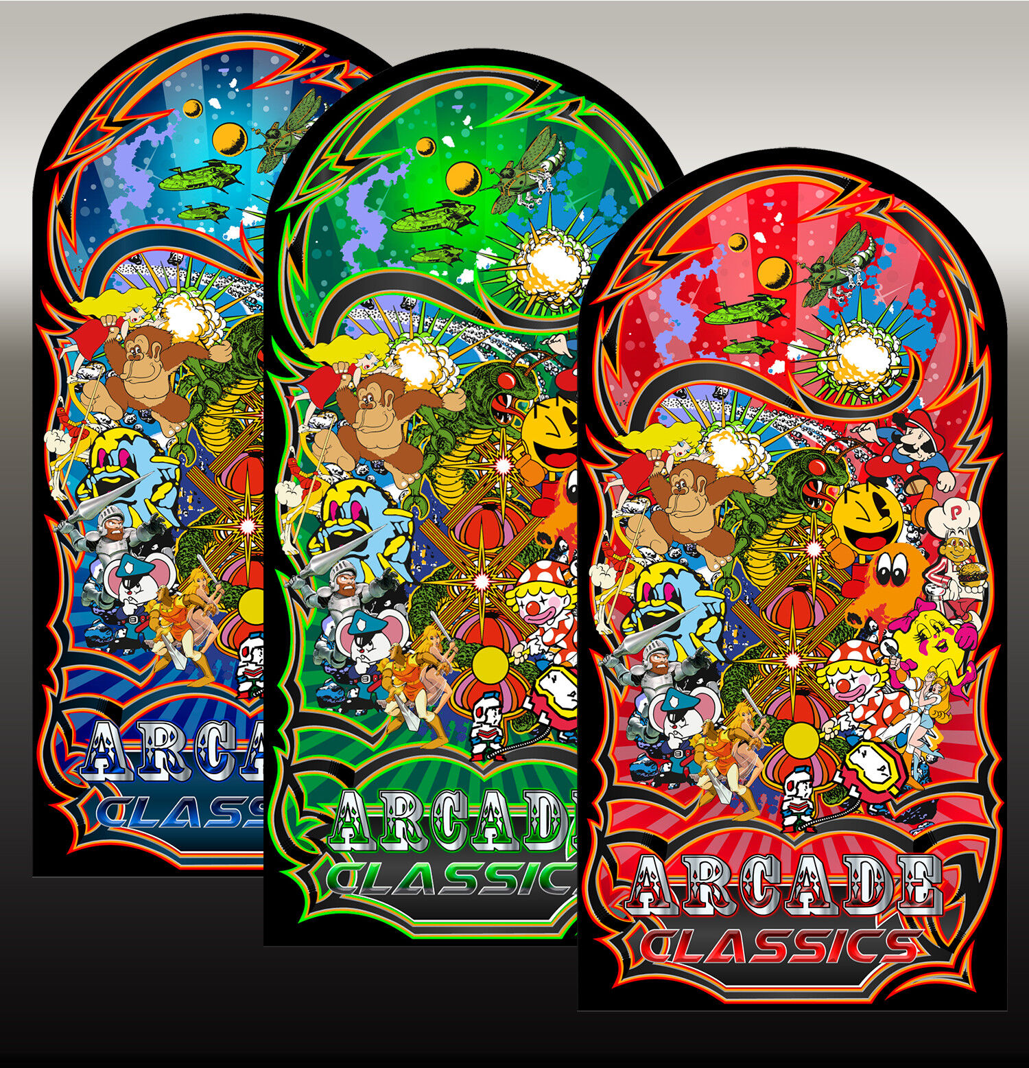 Mame Multicade Classics Side Art Arcade Cabinet Graphics Decals Stickers Set db graphix