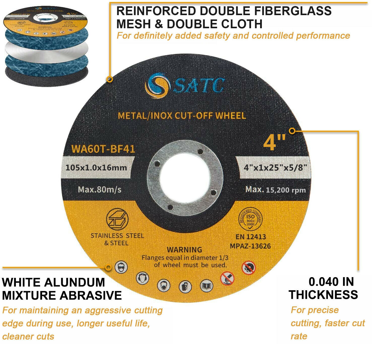 50 Pack 4 inch Metal Cut Off Wheels with 5/8" Arbor Angle Grinder Cutting Disc Satc Does Not Apply - фотография #3