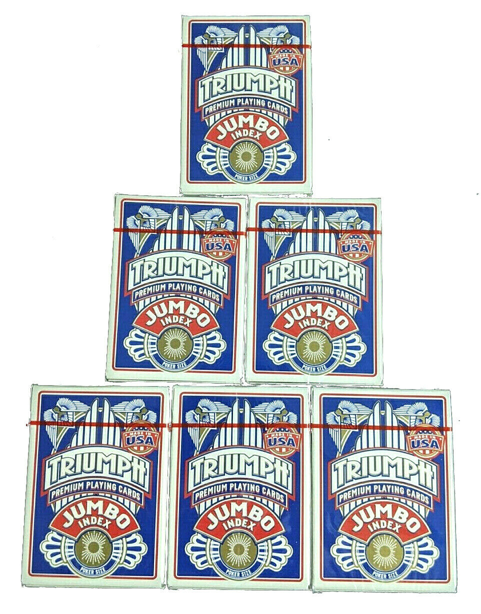 NEW 12 Decks of Jumbo Size Triumph Playing Cards MADE IN USA Poker Game Blue Red Triumph - фотография #2