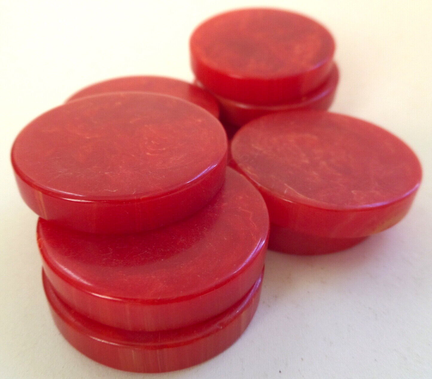 LOT 10 CATALIN Backgammon Red Marbeized 30mm x 5mm Thick (1.1/8 in) by Bakelite Без бренда - фотография #4