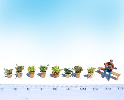Miniature Flower Pots HO O scale Green plants mix model railway diorama 1/87 OO naaron88 Does Not Apply - фотография #2