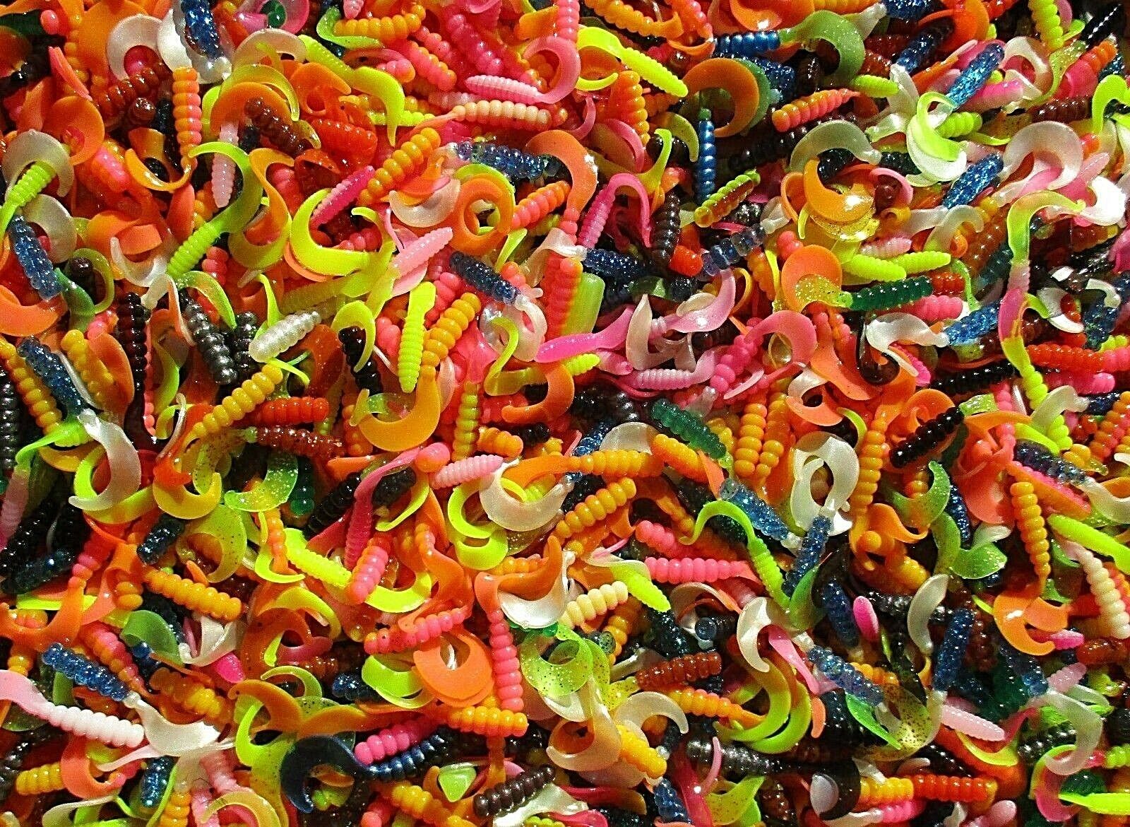 100 ASSORTED 2" Curly Tail GRUBS Crappie Fishing Lures Trout Panfish Perch Baits All American Tournament Quality Soft Plastic Baits 2CTGrubs.Asst100ct - фотография #6