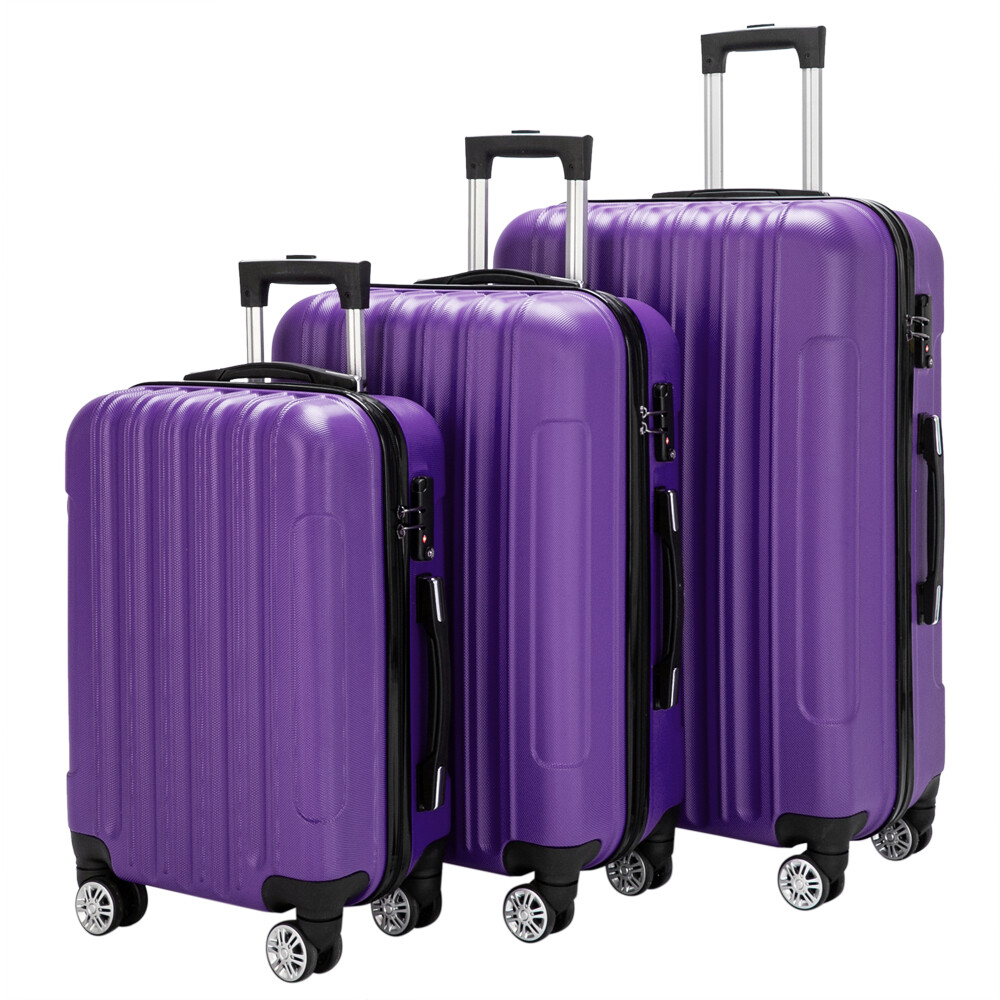 20"/24"/28" 3 pcs Luggage Travel Set Bag ABS Trolley Hard Shell Trip Suitcase US Unbranded