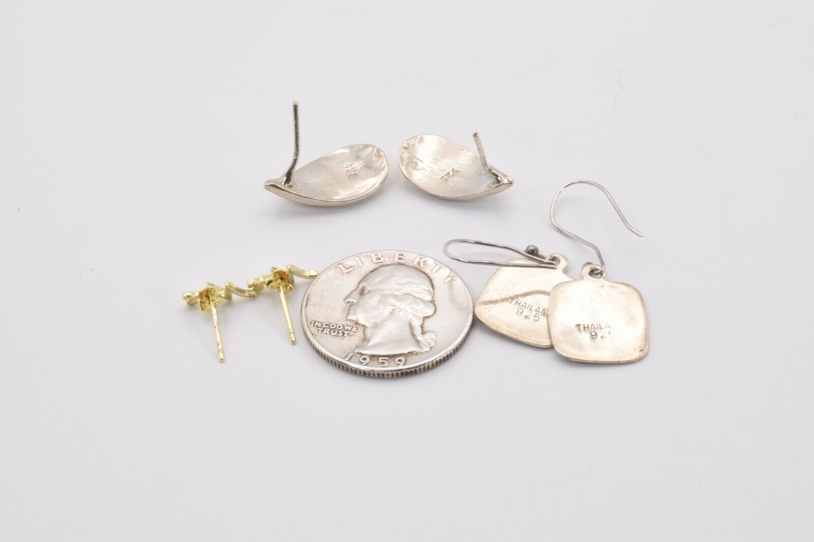 3 Pair Earring Lot Sterling Silver 925 Earrings Unbranded - фотография #3