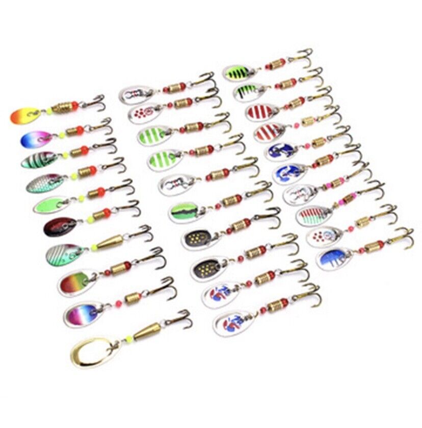 30 PCS Spinner Bait, Rooster Tail, Trout, Bass Metal Lure, Crappie, Panfish Lure Big Thing Tackle Co