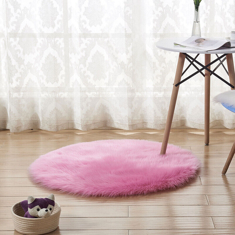 2PCS Round Area Rugs Super Soft  Home Faux Fur Sheepskin Rug Shaggy Rug 2.7ft Unbranded